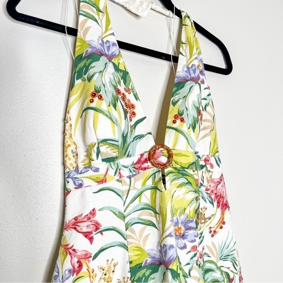 VTG Y2K Muse Floral Linen Garden Party Halter Dress Size 6 Women’s - Picture 5 of 6
